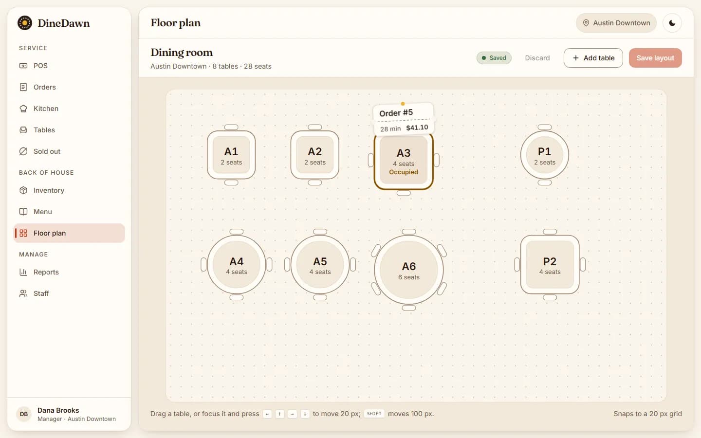 DineDawn floor plan editor